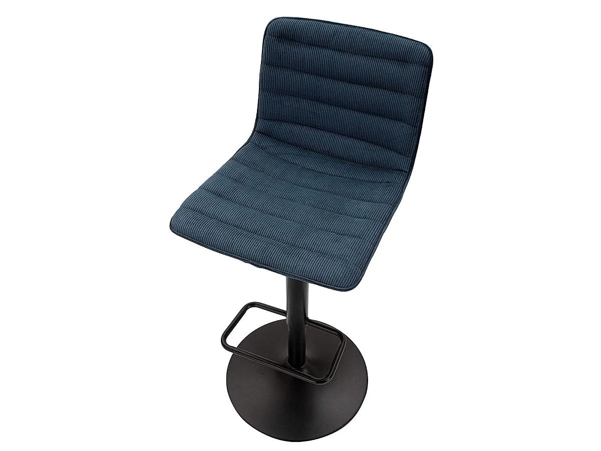 Lote de 2 taburetes de bar ajustables de 61 a 83 cm, de tela y metal, en azul Mason y negro