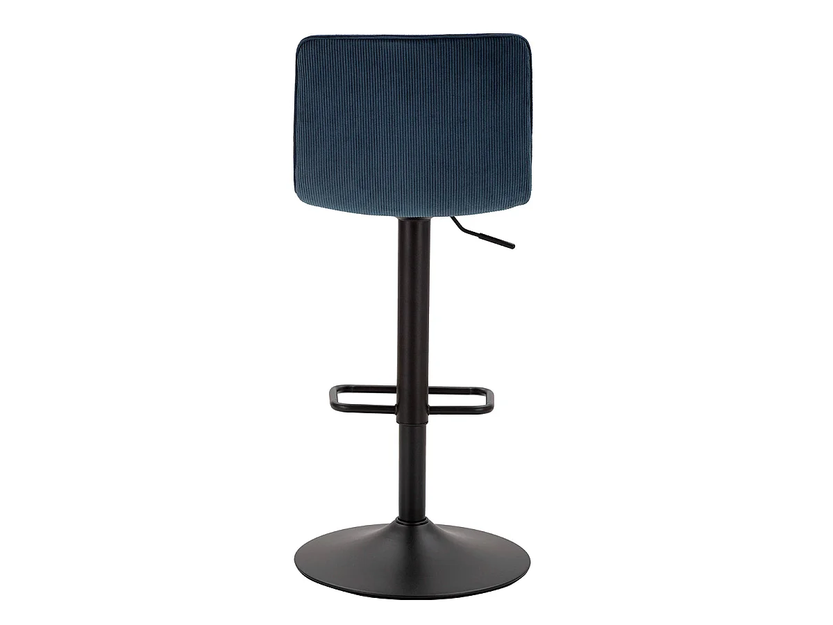 Lote de 2 taburetes de bar ajustables de 61 a 83 cm, de tela y metal, en azul Mason y negro