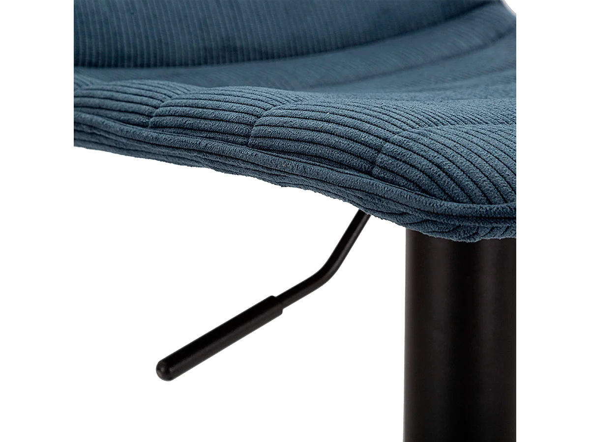 Lote de 2 taburetes de bar ajustables de 61 a 83 cm, de tela y metal, en azul Mason y negro
