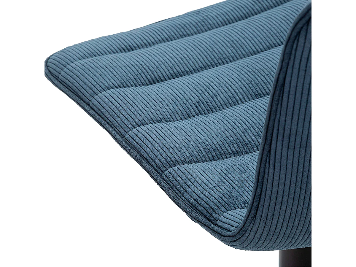 Lote de 2 taburetes de bar ajustables de 61 a 83 cm, de tela y metal, en azul Mason y negro