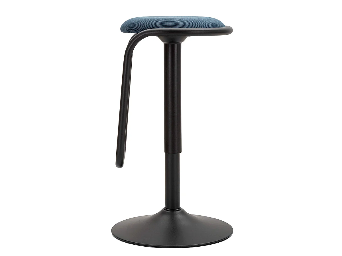 Taburete de bar regulable de 61 a 83 cm, de tela y metal, en azul y negro «Mason»