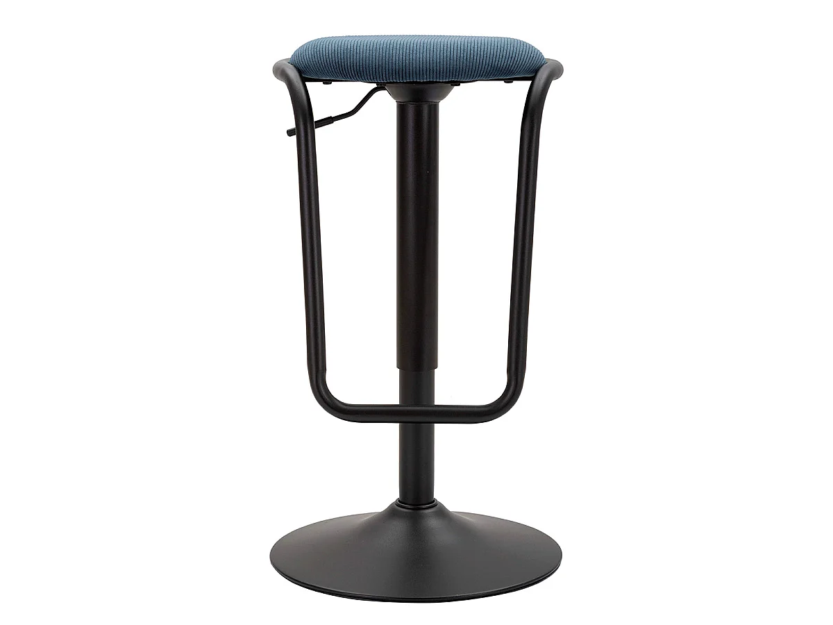 Taburete de bar regulable de 61 a 83 cm, de tela y metal, en azul y negro «Mason»