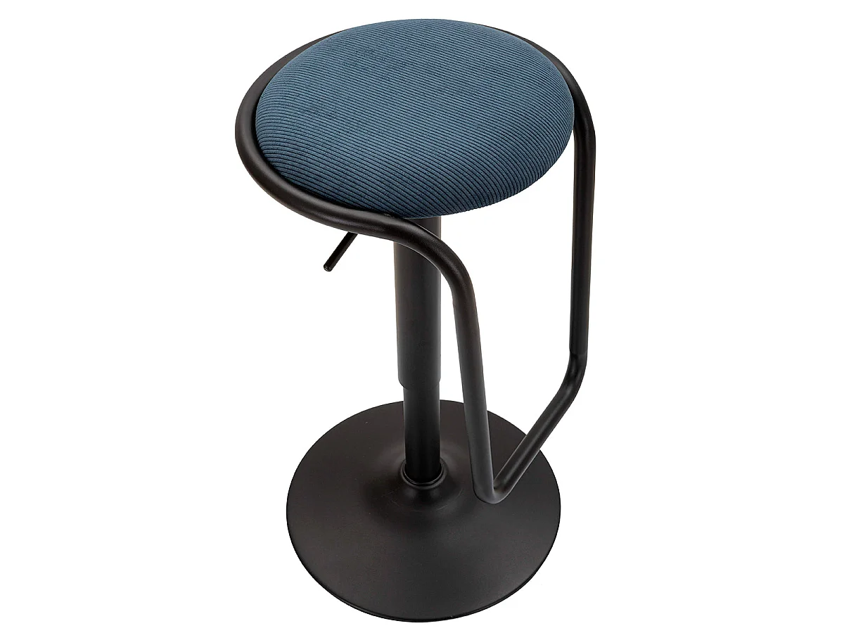 Taburete de bar regulable de 61 a 83 cm, de tela y metal, en azul y negro «Mason»