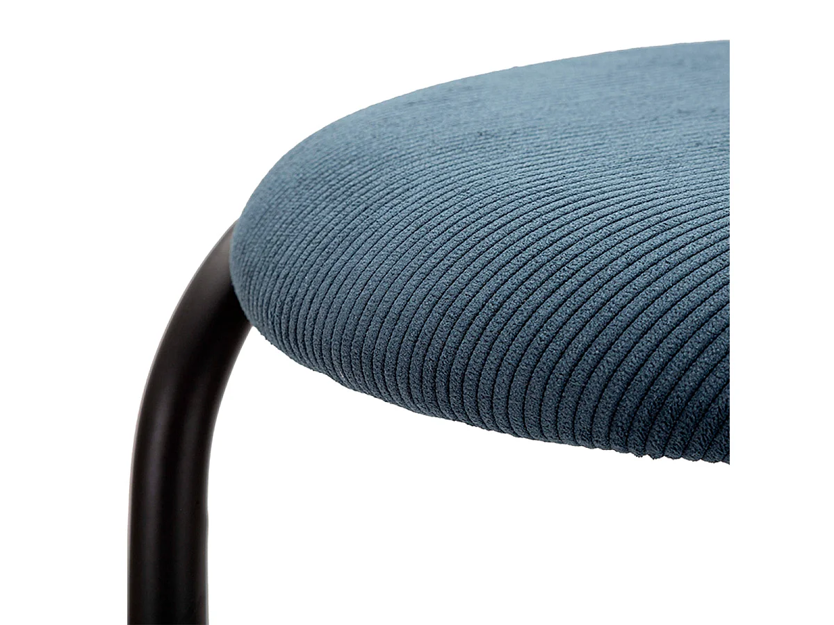 Taburete de bar regulable de 61 a 83 cm, de tela y metal, en azul y negro «Mason»
