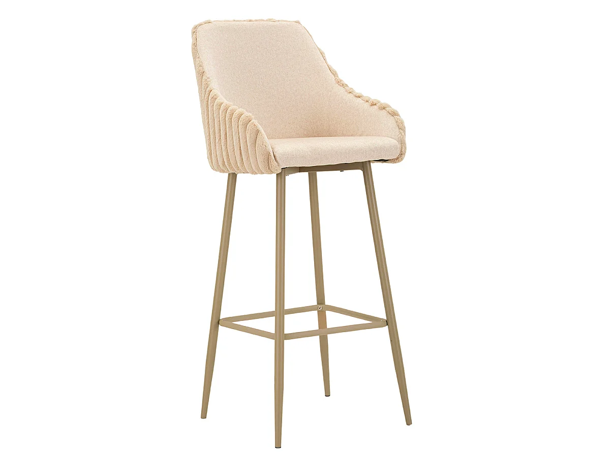 Lot de 2 chaises de bar avec accoudoirs 78 cm North velours côtelé Crème