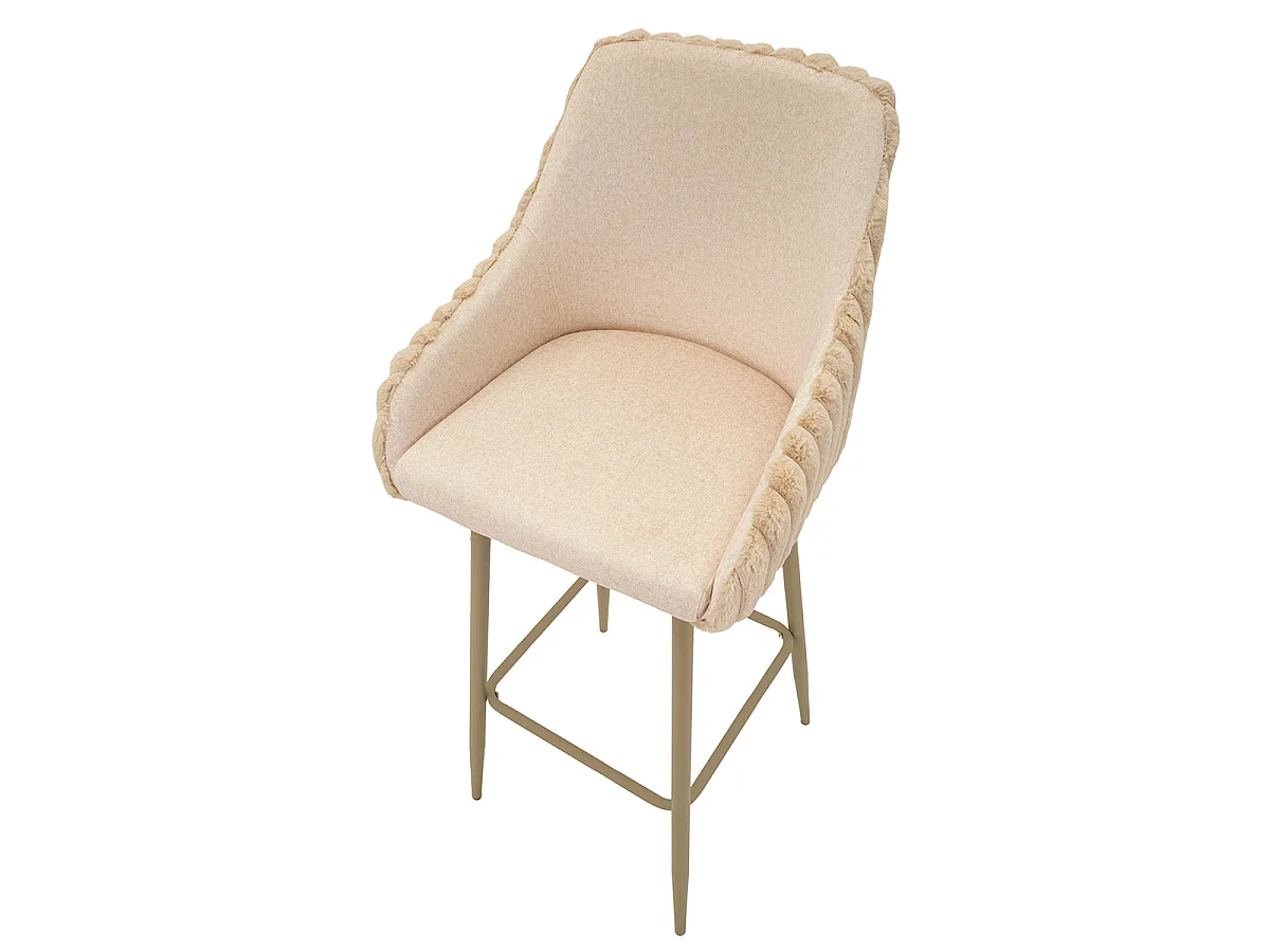 Lot de 2 chaises de bar avec accoudoirs 78 cm North velours côtelé Crème