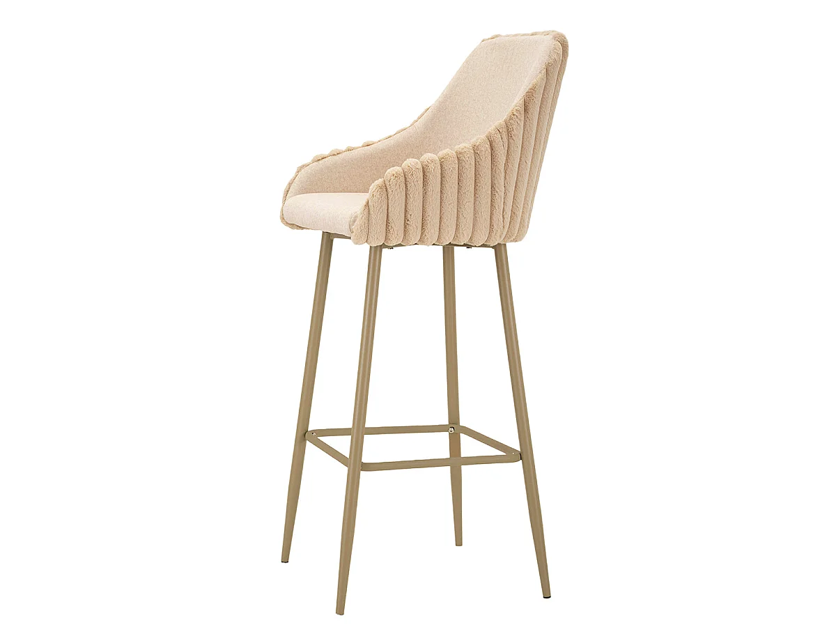 Lot de 2 chaises de bar avec accoudoirs 78 cm North velours côtelé Crème