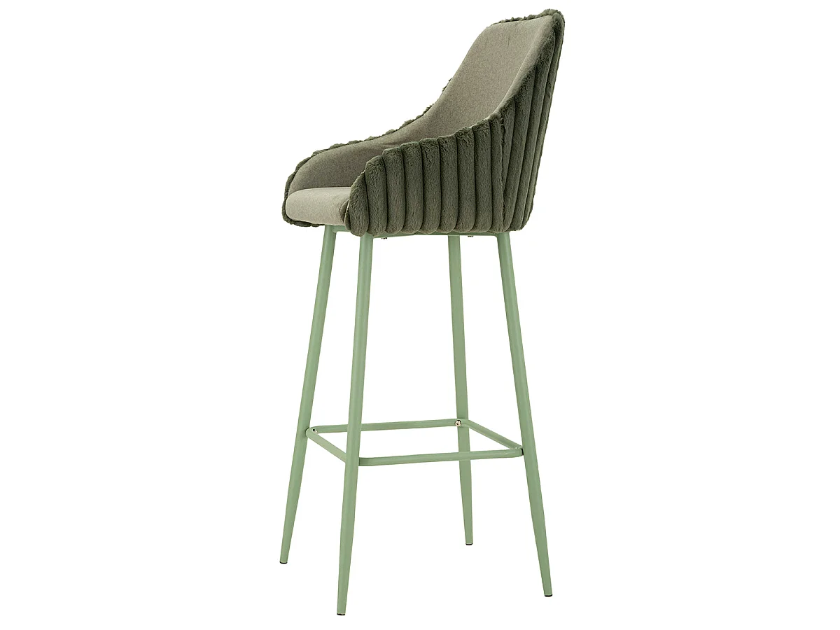 Sada 2 barových stoličiek s podrúčkami, výška 78 cm, model North, z károvaného zamatu, farba kaki
