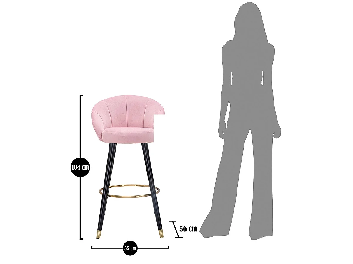 Kiinteä baarituoli 80 cm Sirena Rose kankaalla verhoiltu