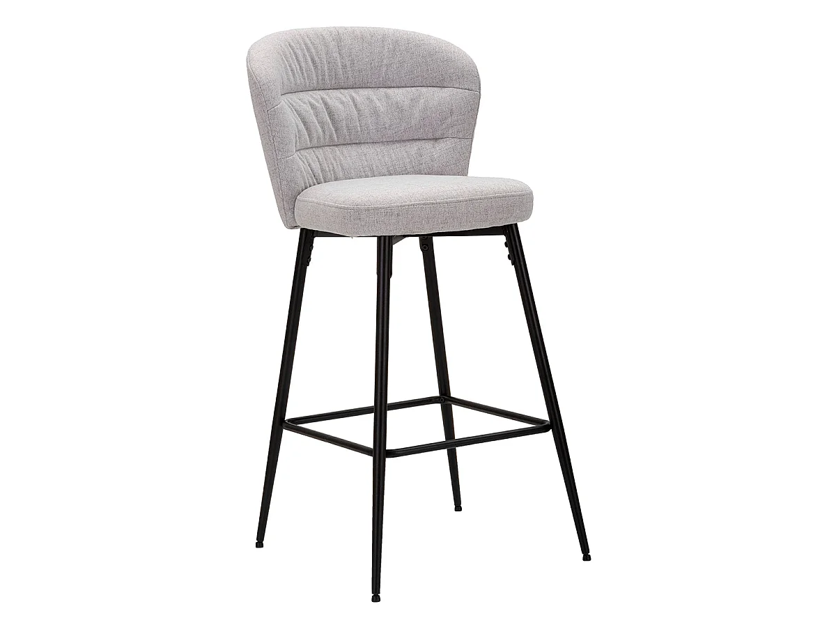 Lot de 2 chaises de bar 78 cm en tissu et métal Flinn Gris