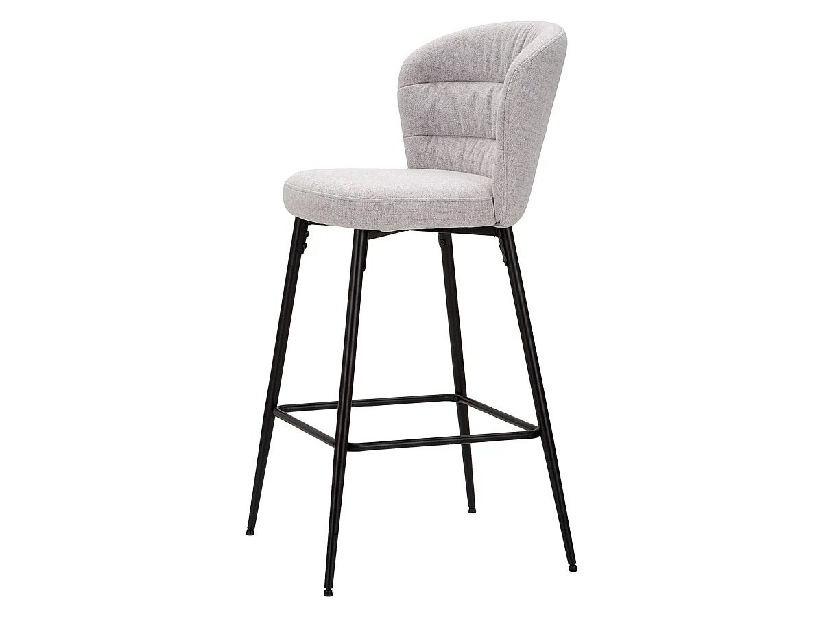 Lot de 2 chaises de bar 78 cm en tissu et métal Flinn Gris