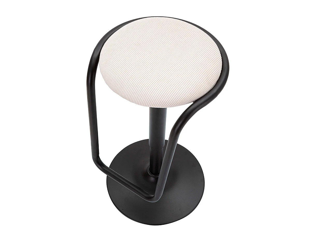Tabouret de bar réglable de 61 à 83 cm en tissu et métal Mason Blanc et Noir