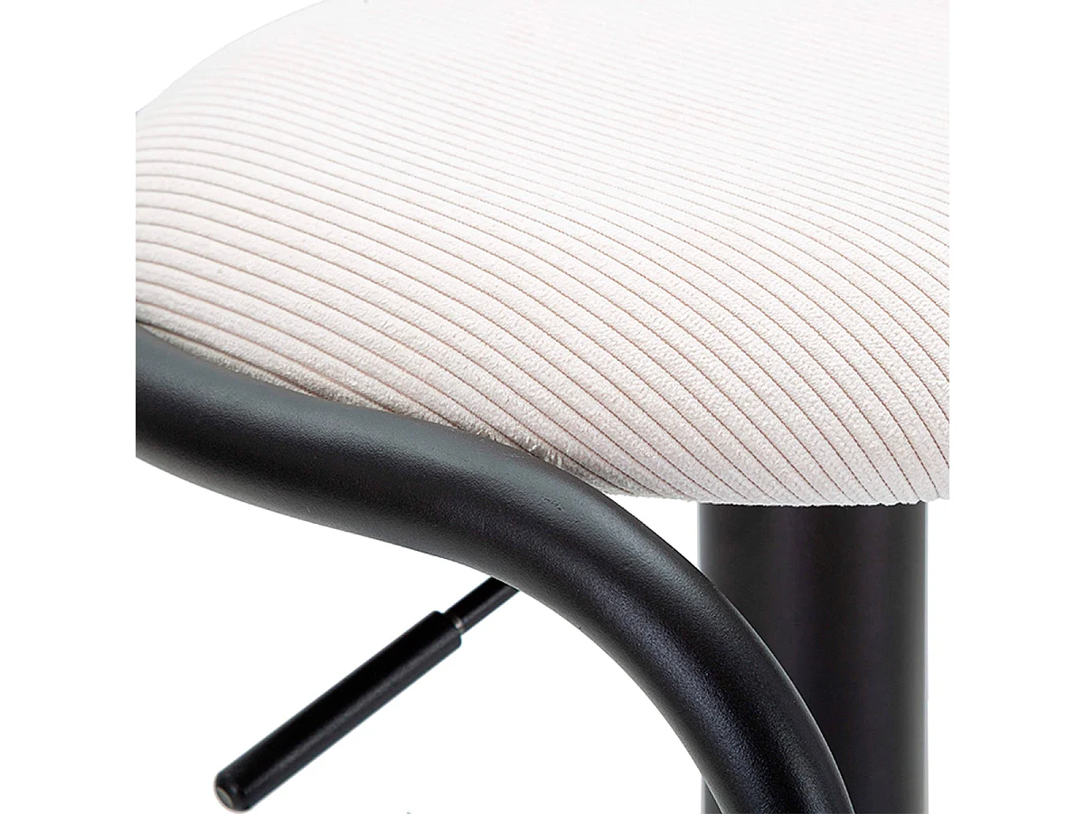 Tabouret de bar réglable de 61 à 83 cm en tissu et métal Mason Blanc et Noir