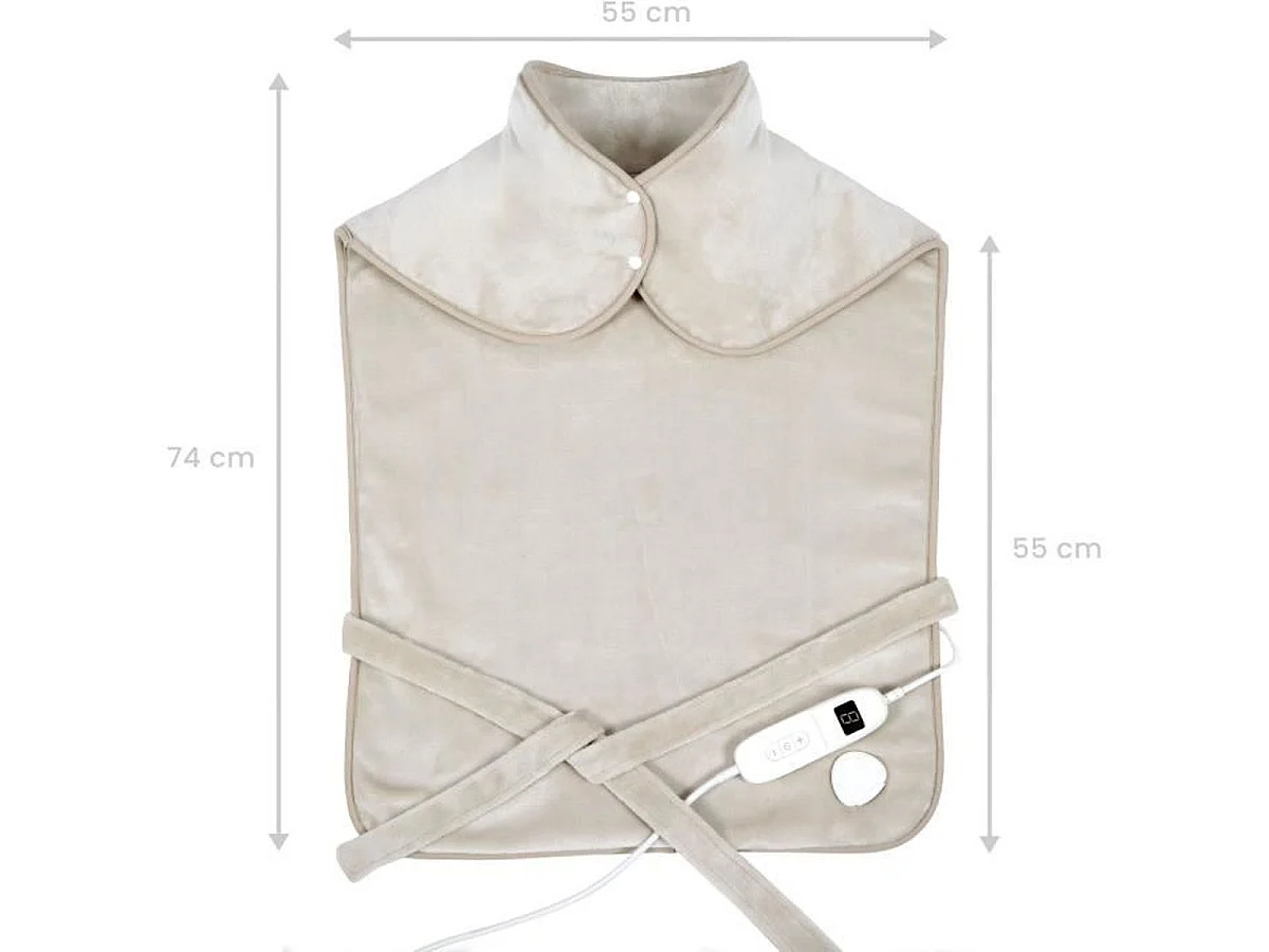 Livoo DOS218C Coussin chauffant dos et cervicales électrique 100 W - Flanelle 60 x 90 cm