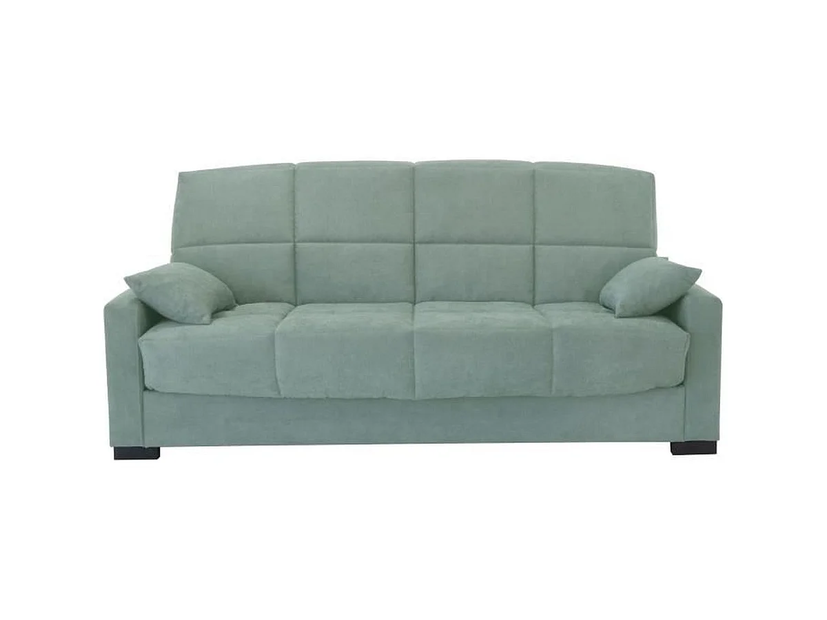 Slaapbank MEGAN 14 - Amandelgroene stof, 3-zits, 130x190 cm Bed, Opbergruimte, Klaar om te monteren