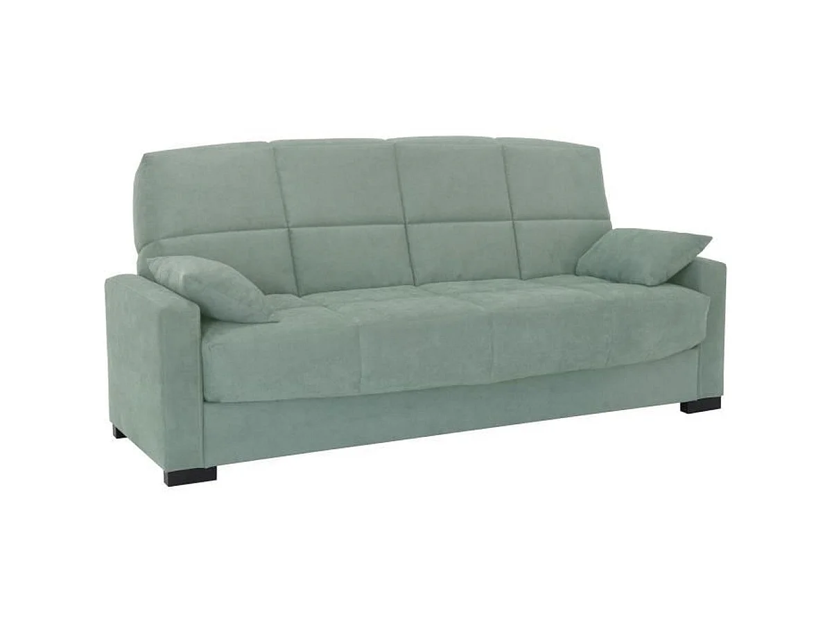 Slaapbank MEGAN 14 - Amandelgroene stof, 3-zits, 130x190 cm Bed, Opbergruimte, Klaar om te monteren