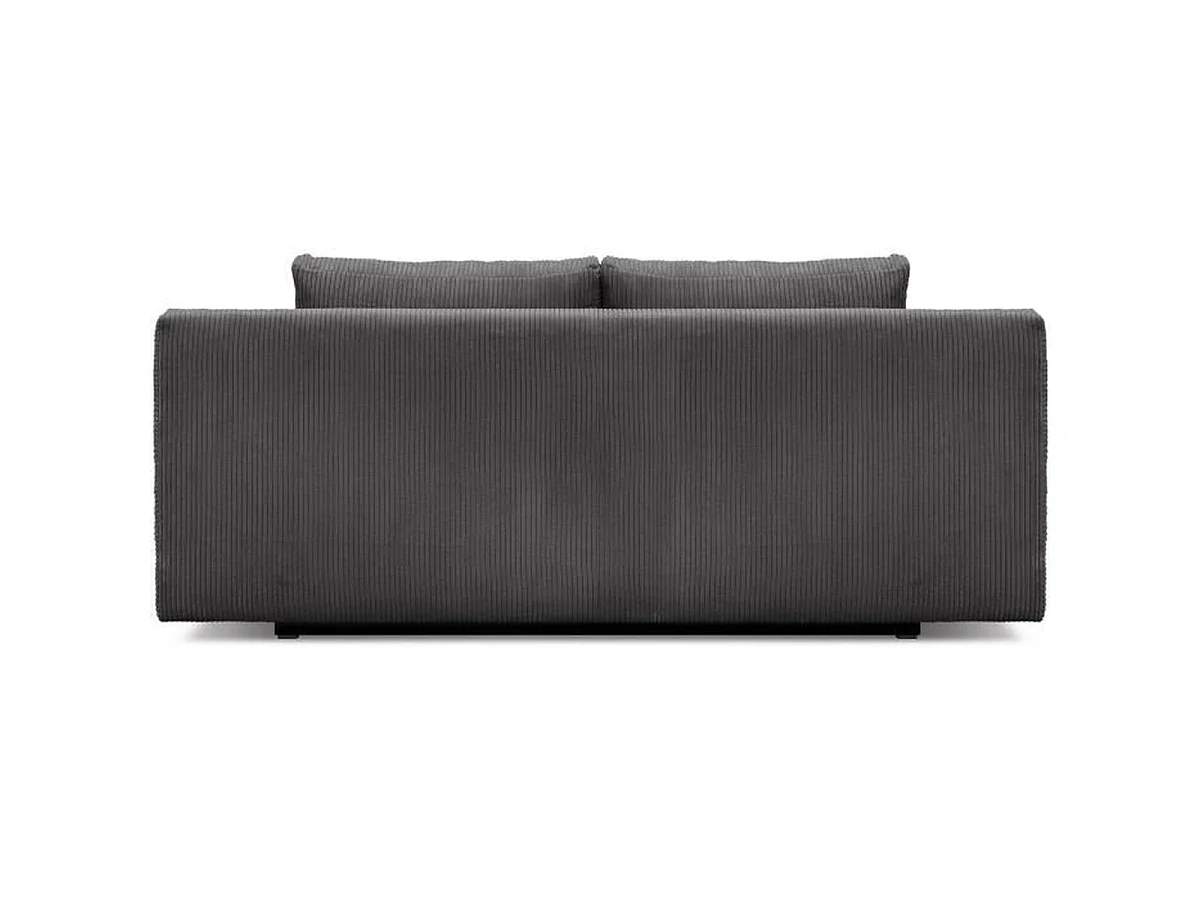 MIKA Canapé 3 places convertible en velours côtelé gris foncé avec coffre - L 192 x P 93 x H 84 cm