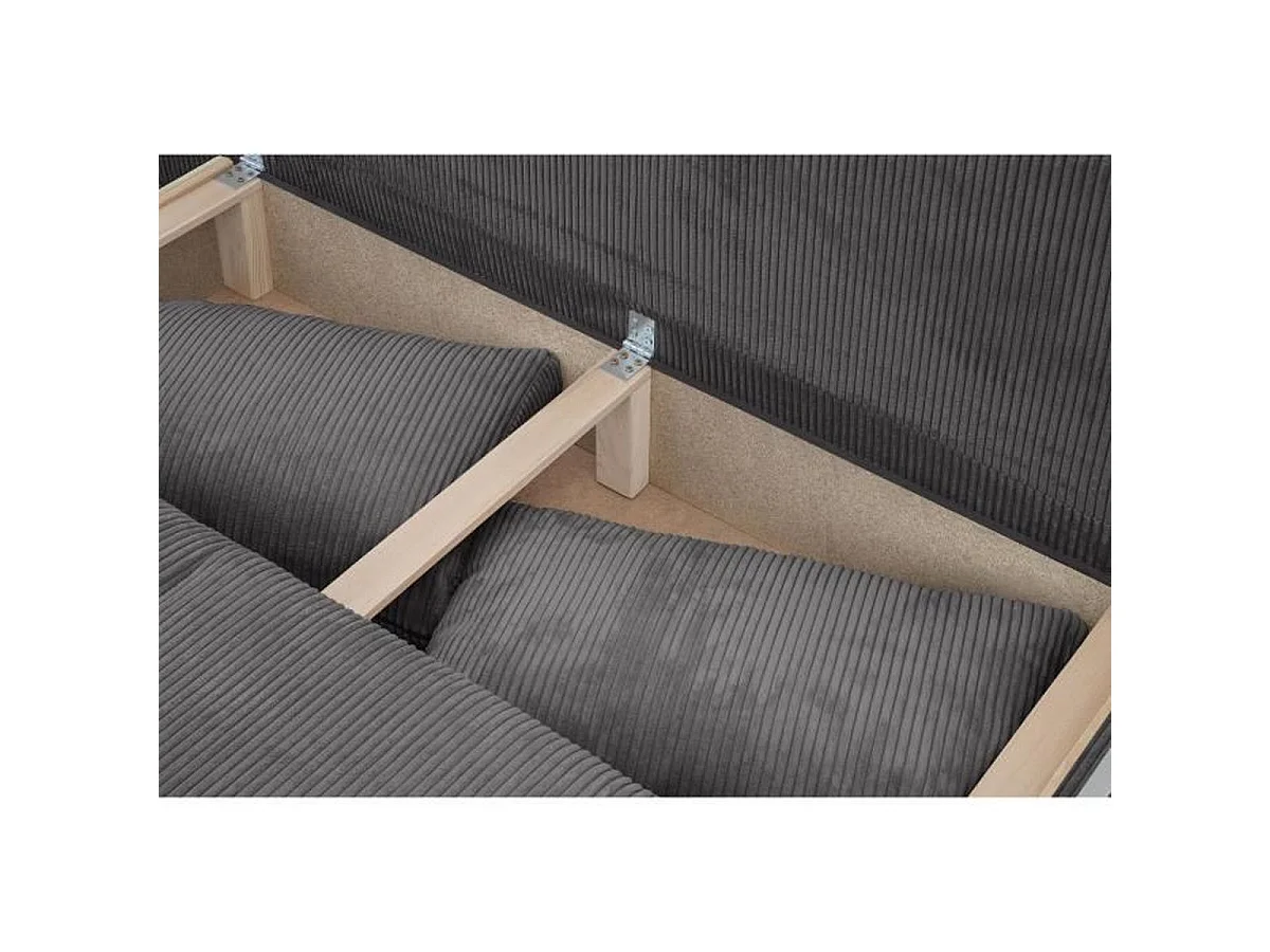 MIKA Canapé 3 places convertible en velours côtelé gris foncé avec coffre - L 192 x P 93 x H 84 cm