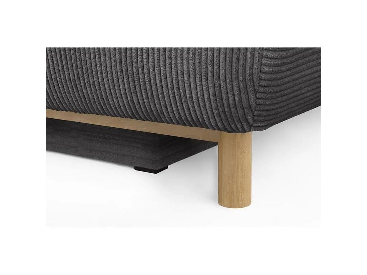 MIKA Canapé 3 places convertible en velours côtelé gris foncé avec coffre - L 192 x P 93 x H 84 cm