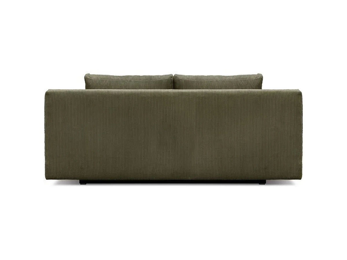 MIKA Canapé 3 places convertible en velours côtelé kaki avec coffre, L192 x H84 x P93 cm