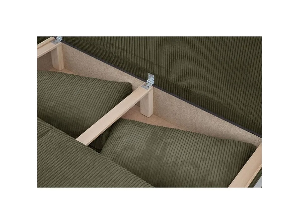MIKA Canapé 3 places convertible en velours côtelé kaki avec coffre, L192 x H84 x P93 cm
