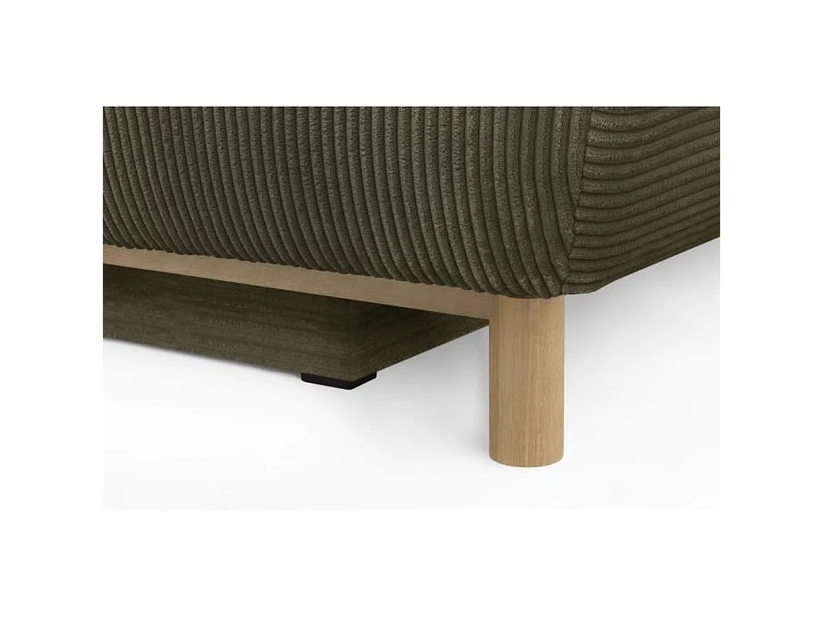 MIKA Canapé 3 places convertible en velours côtelé kaki avec coffre, L192 x H84 x P93 cm