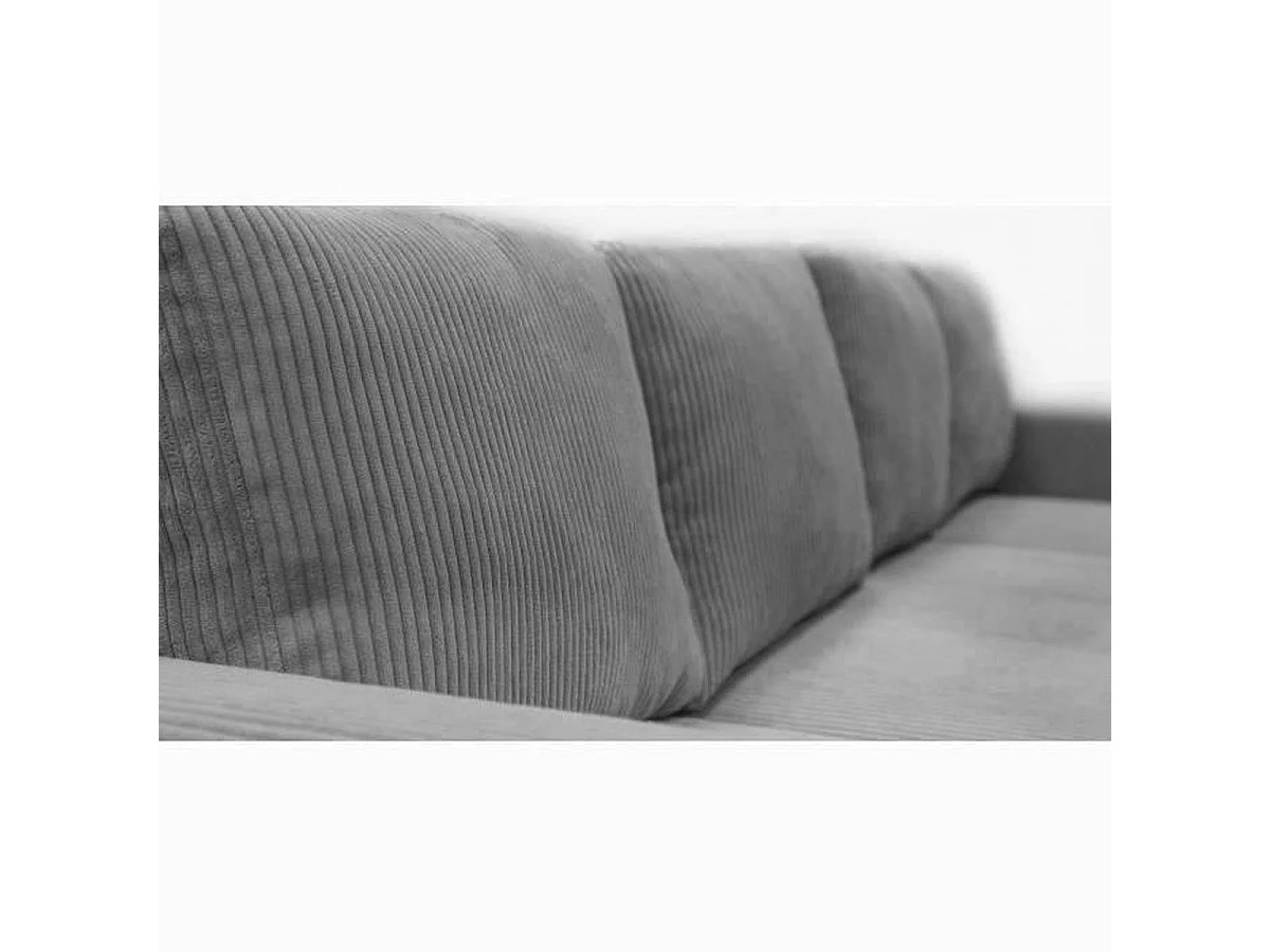 Canapé d'angle convertible panoramique PHARELL 5/6 places velours côtelé anthracite avec coffre - L297 x P155 x H85 cm