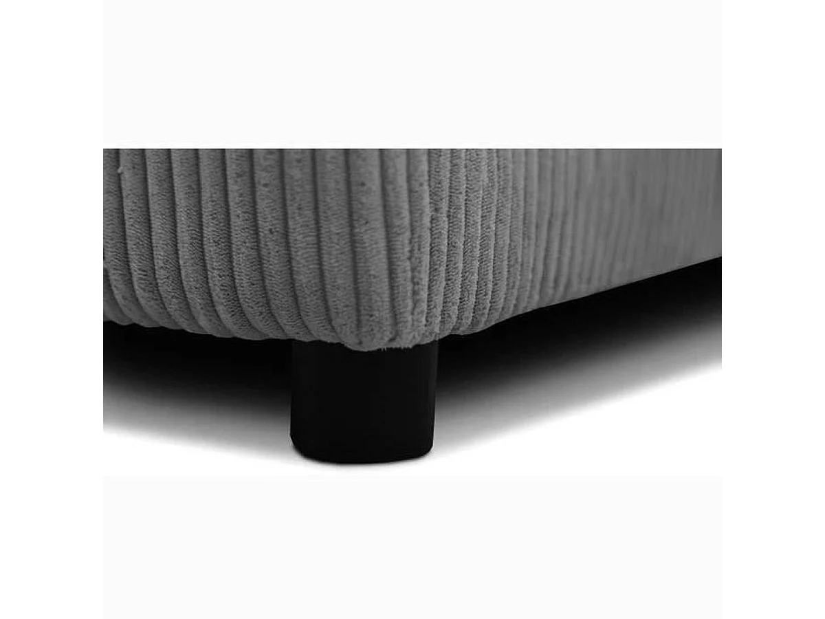 Canapé d'angle convertible panoramique PHARELL 5/6 places velours côtelé anthracite avec coffre - L297 x P155 x H85 cm