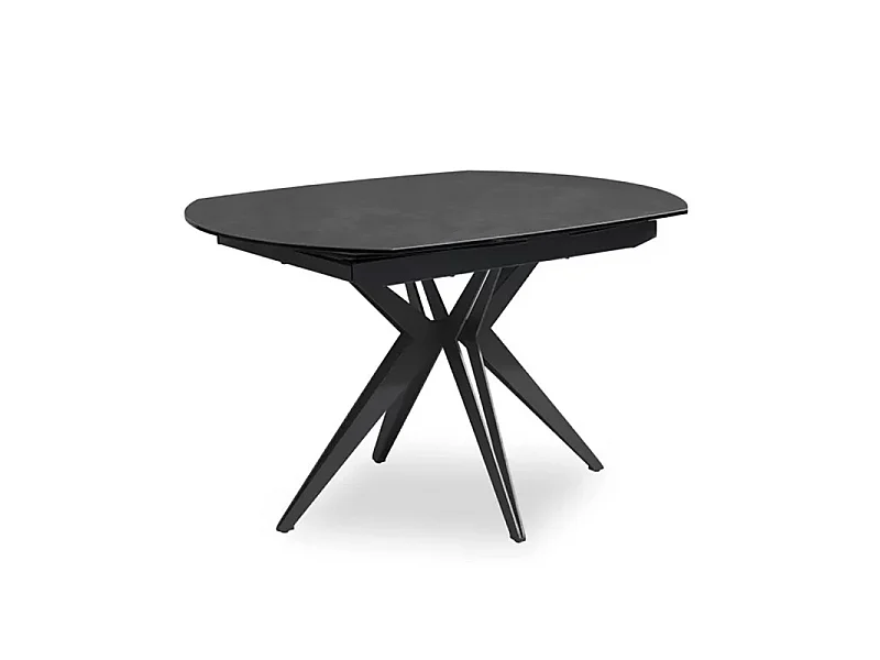 Table extensible ovale 130 à 190 cm en céramique gris foncé fritté – ADELE