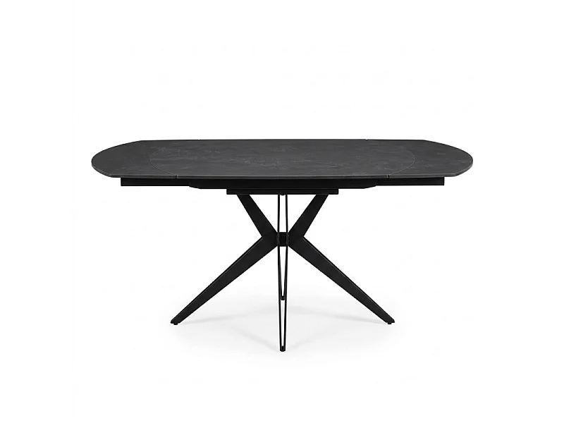 Table extensible ovale 130 à 190 cm en céramique gris foncé fritté – ADELE