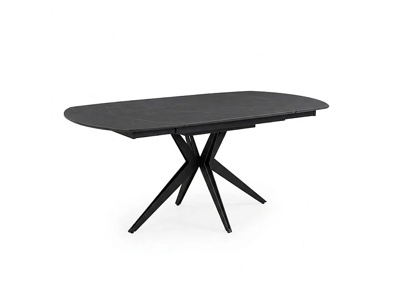 Table extensible ovale 130 à 190 cm en céramique gris foncé fritté – ADELE