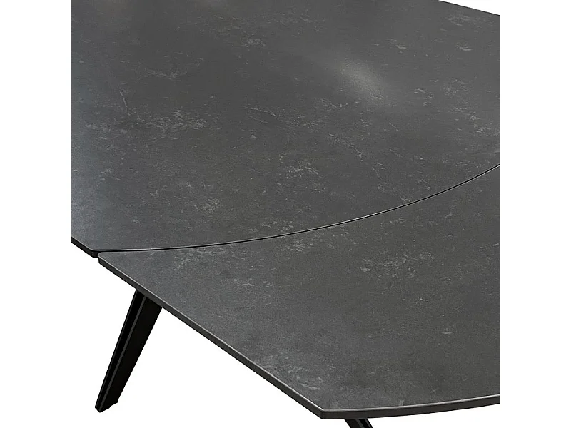 Table extensible ovale 130 à 190 cm en céramique gris foncé fritté – ADELE