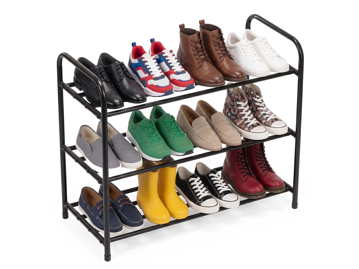 Étagère à chaussures Springos® à 3 niveaux – Support à chaussures en métal avec étagères