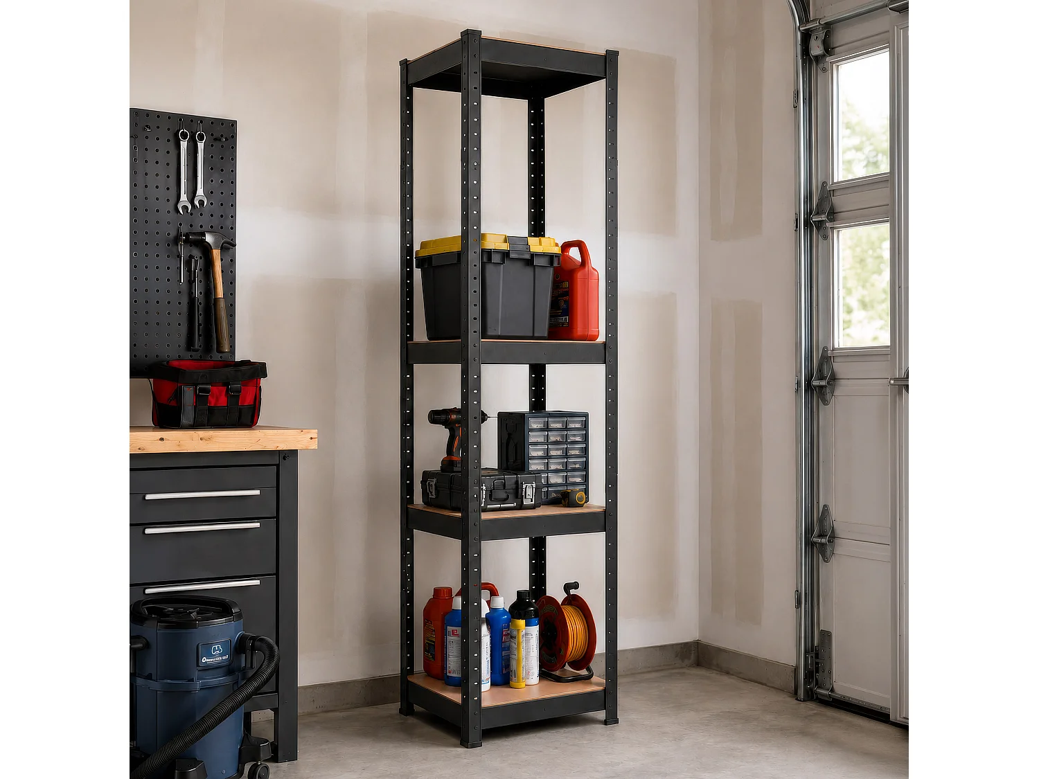 Étagère robuste Springos® 180 x 40 x 40 cm – 4 niveaux, étagère de rangement pour garage