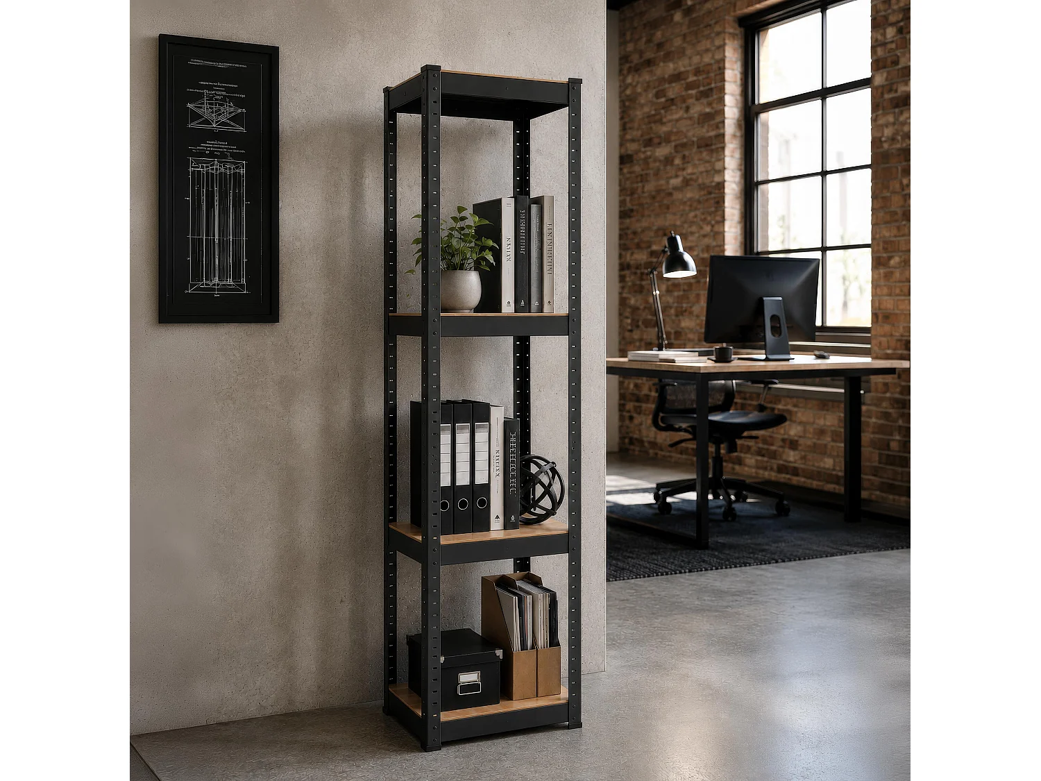 Étagère robuste Springos® 180 x 40 x 40 cm – 4 niveaux, étagère de rangement pour garage