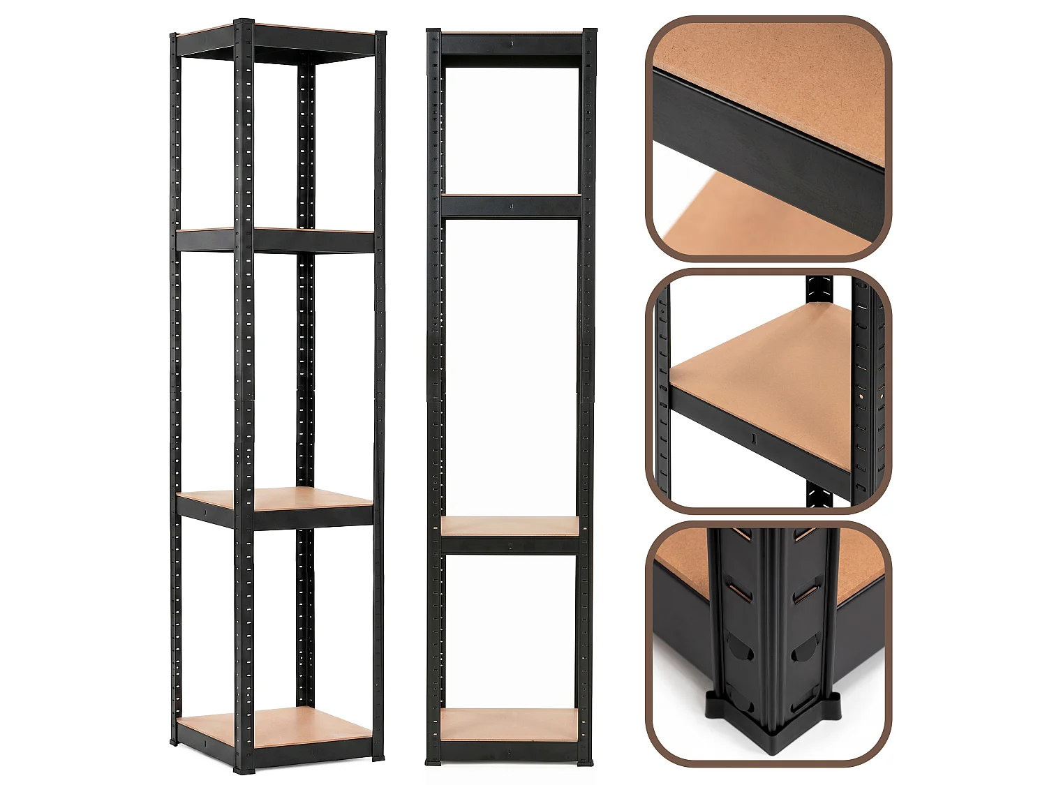 Étagère robuste Springos® 180 x 40 x 40 cm – 4 niveaux, étagère de rangement pour garage