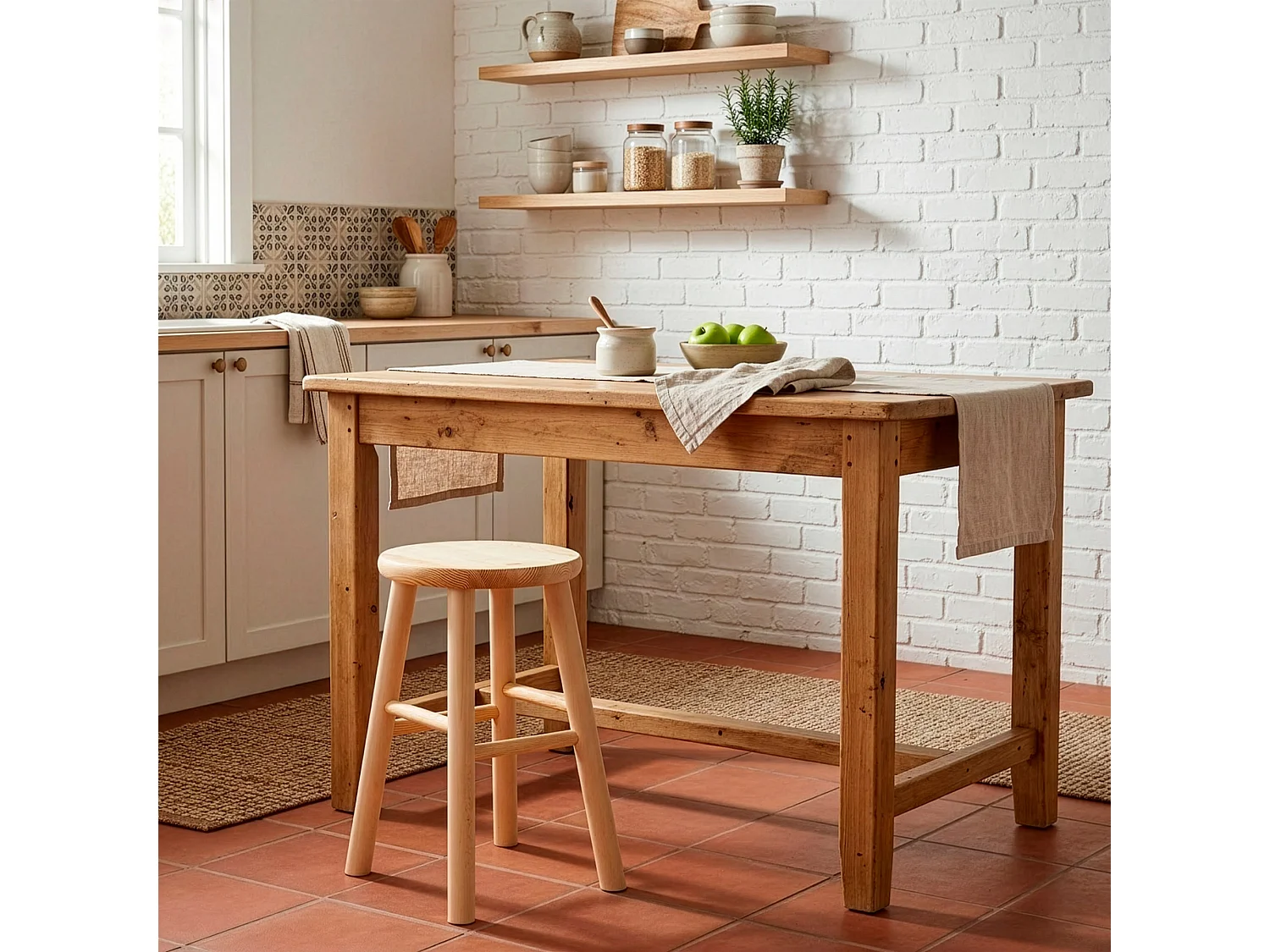 Tabouret de cuisine rond en bois Taboret 44 cm, siège multifonctionnel