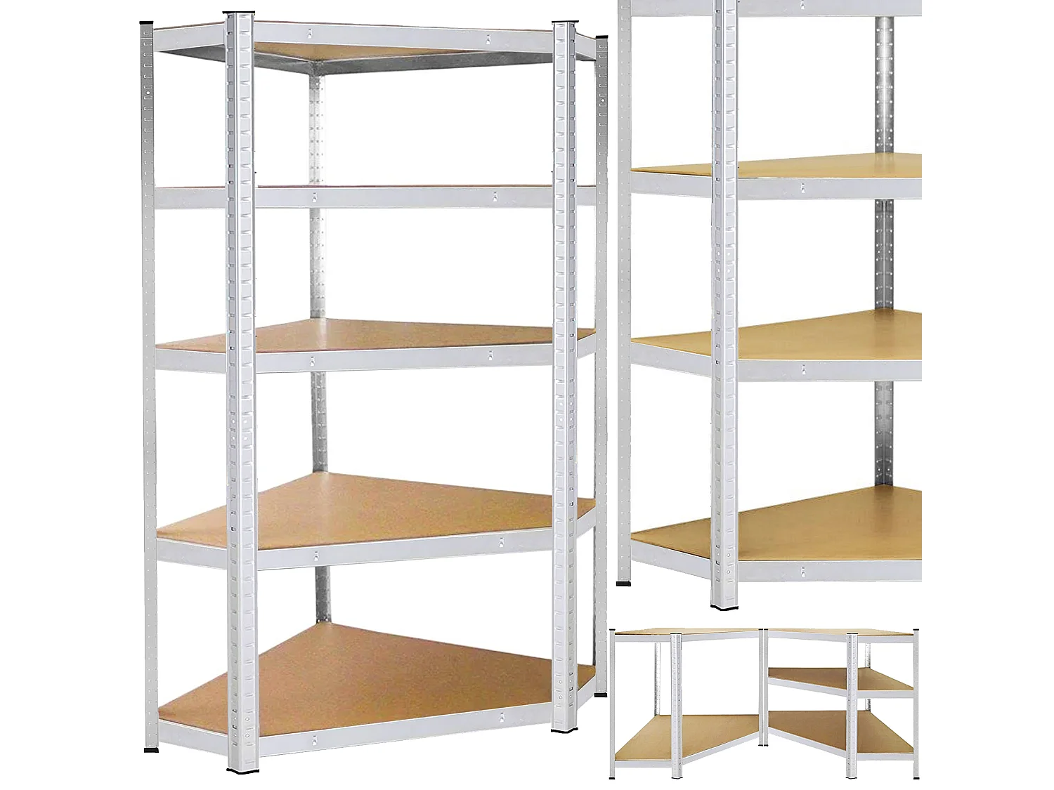 Étagère d'angle pour cave, 124 x 180 x 90 cm, 5 étagères