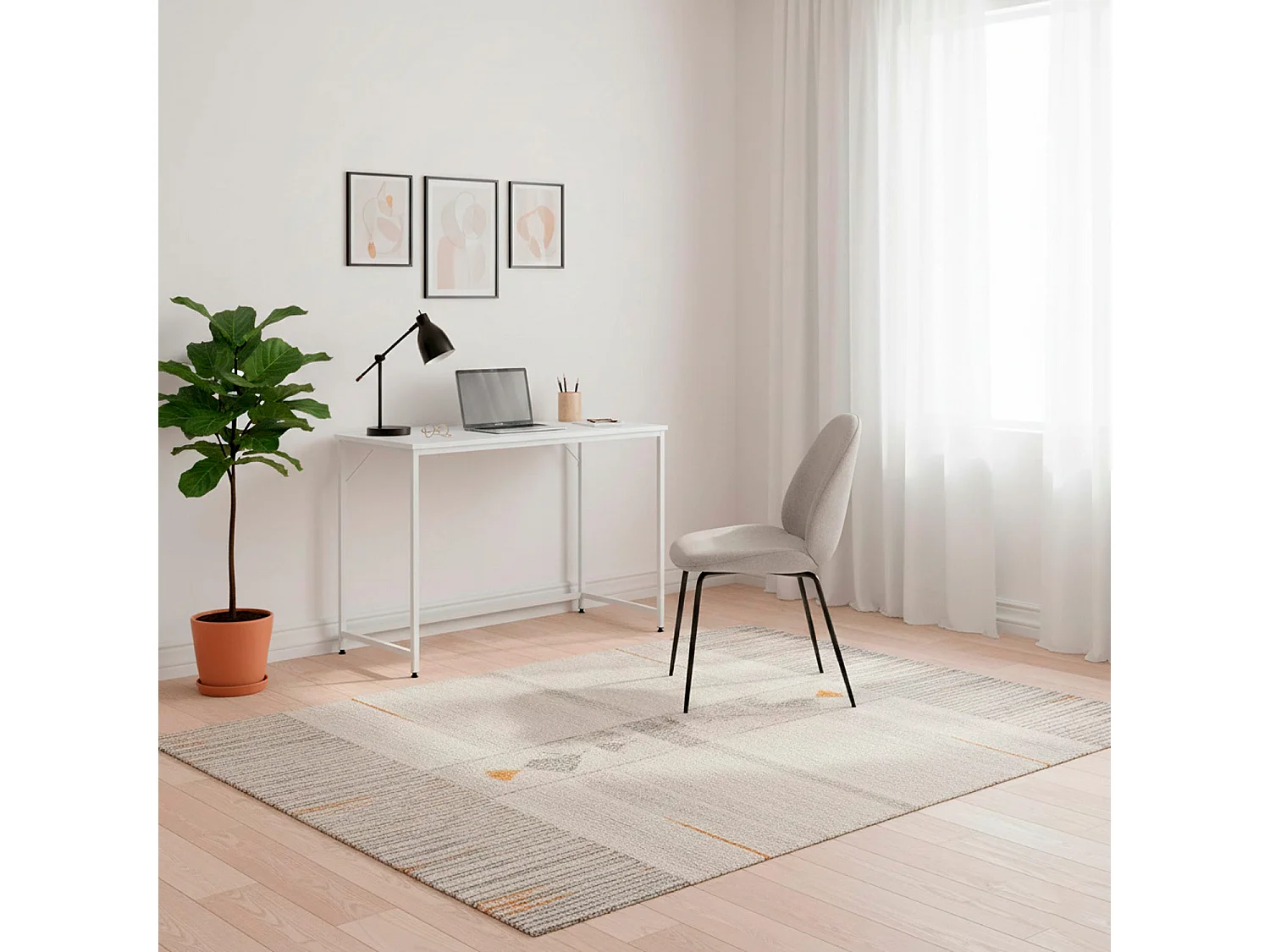 Bureau d'ordinateur moderne 100 × 50 × 76 cm – Table industrielle Loft blanche
