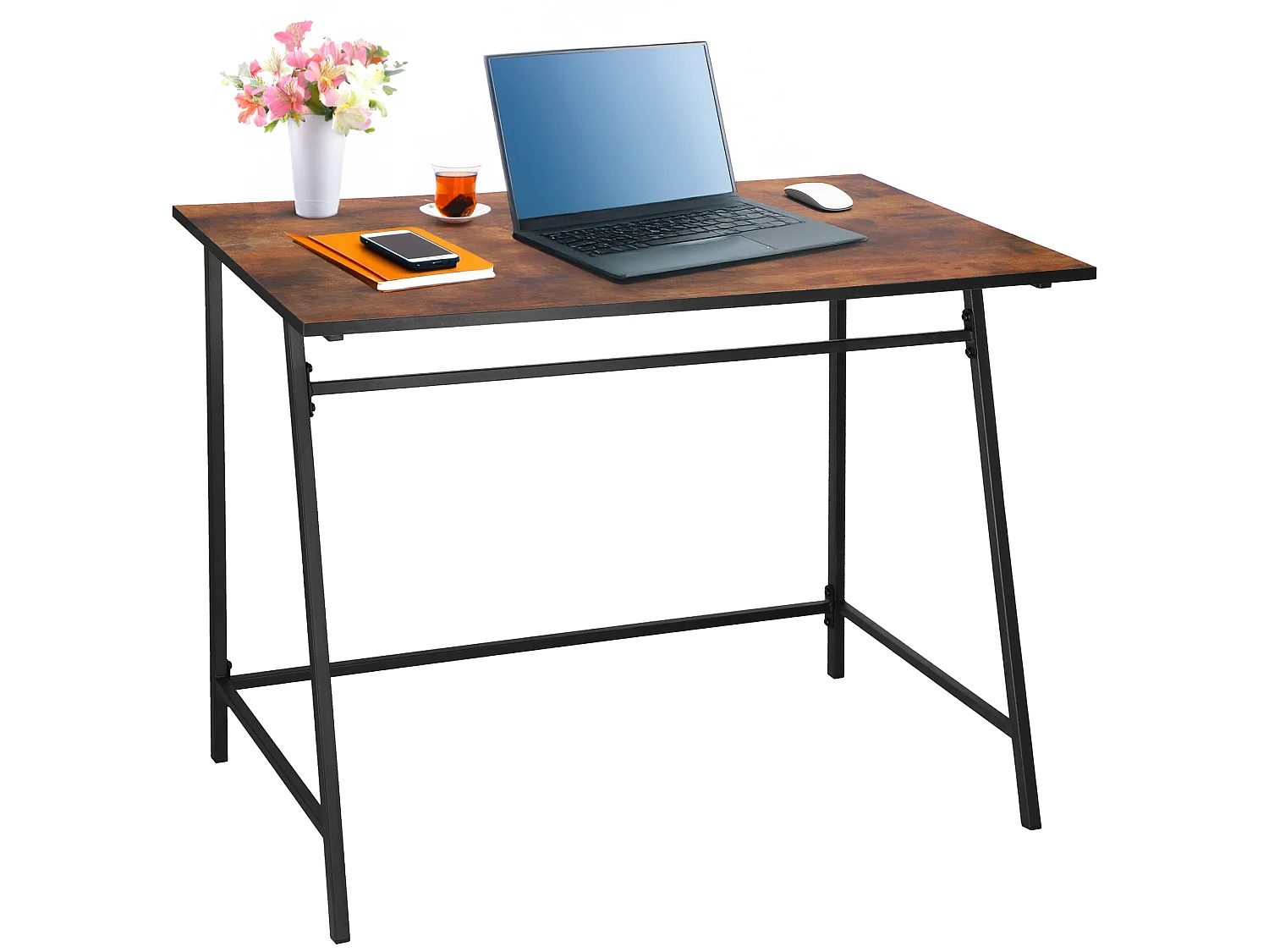 Bureau d'ordinateur bureau 100 x 50 x 76 cm design industriel aspect bois
