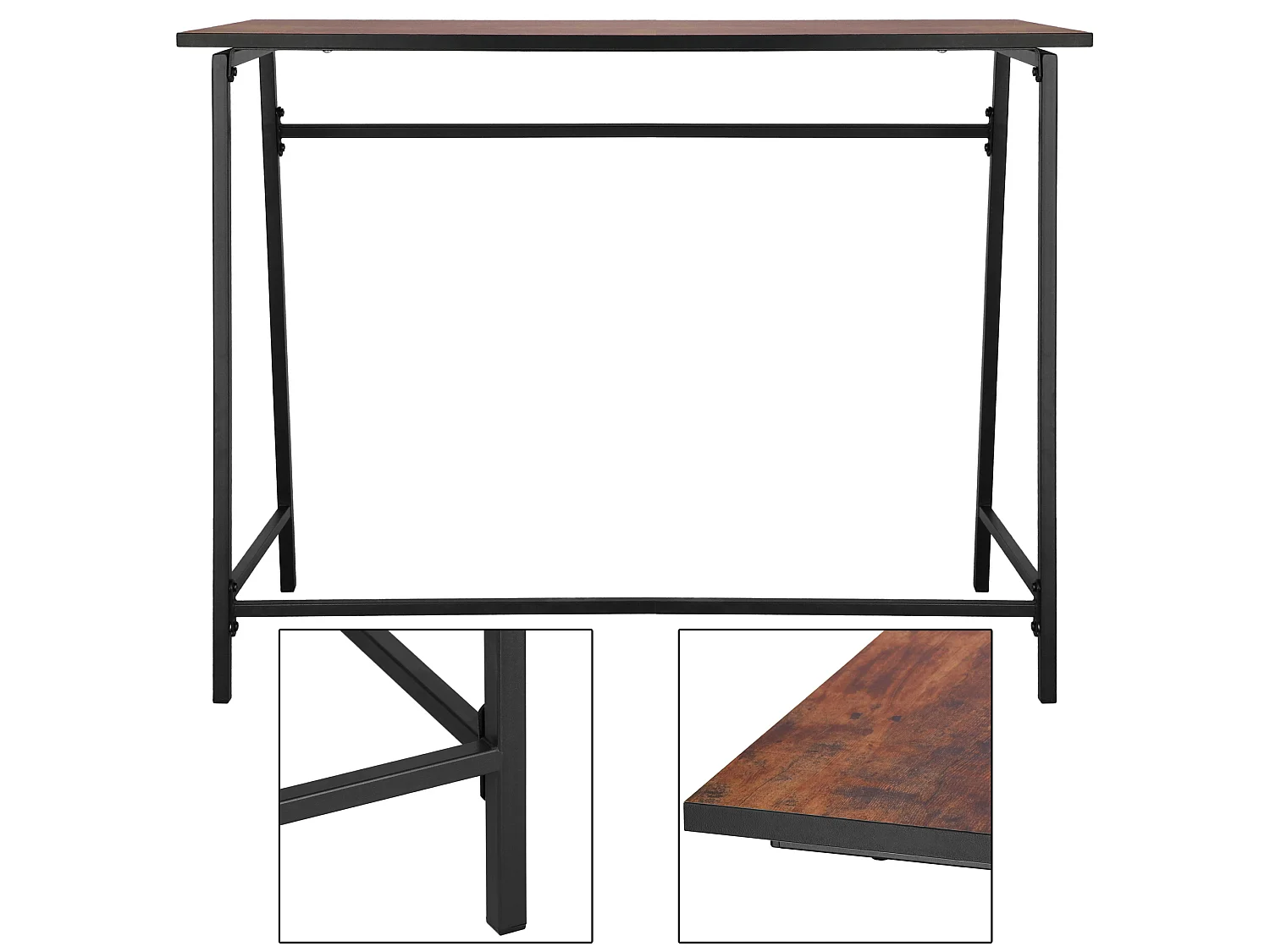 Bureau d'ordinateur bureau 100 x 50 x 76 cm design industriel aspect bois