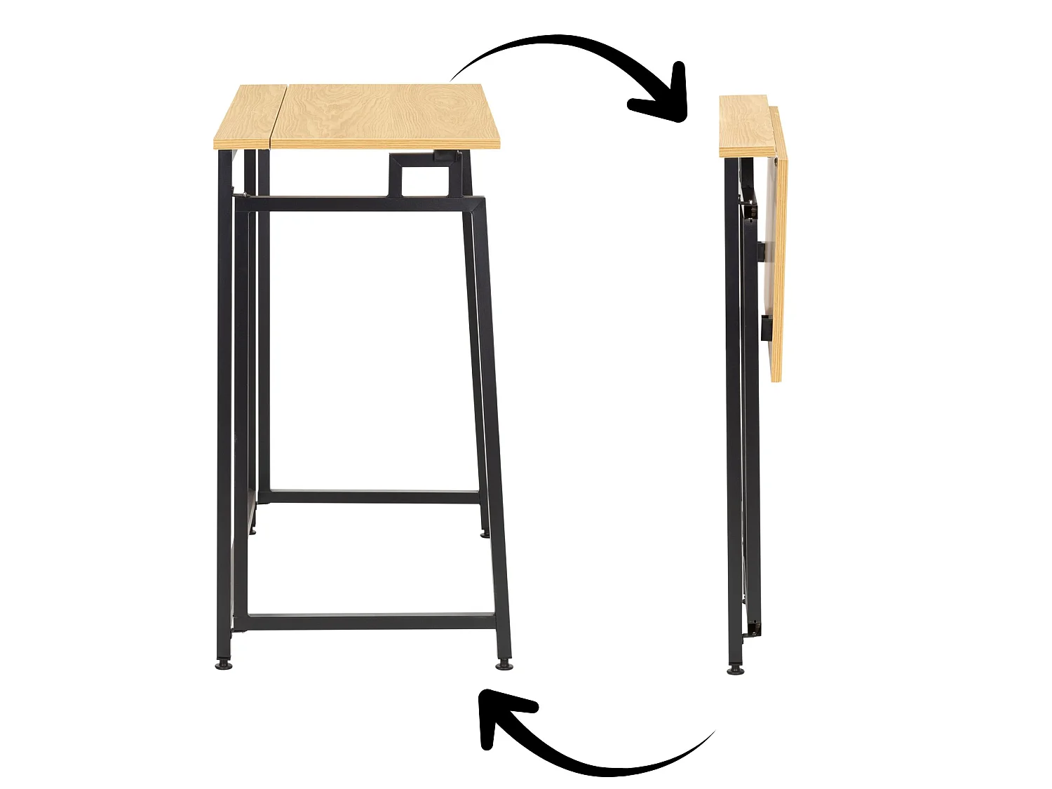 Bureau d'ordinateur pliable 80 cm – table de travail compacte aspect bois brun clair