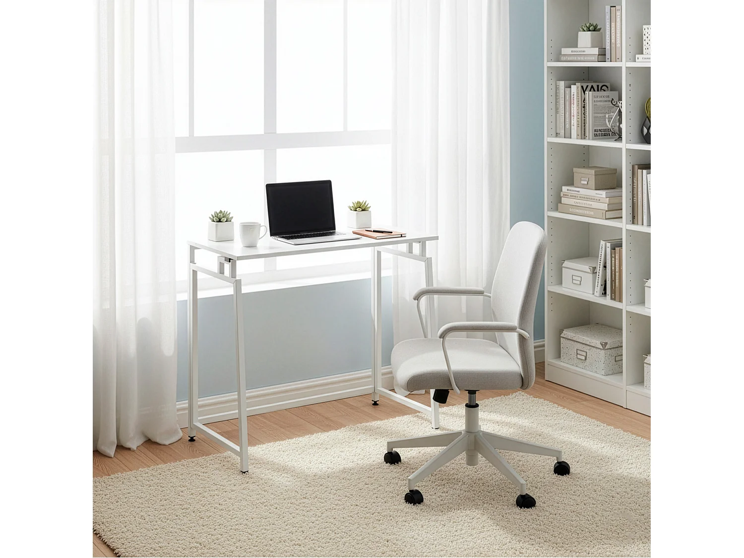 Bureau d'ordinateur pliable 80 cm – table de travail moderne blanche