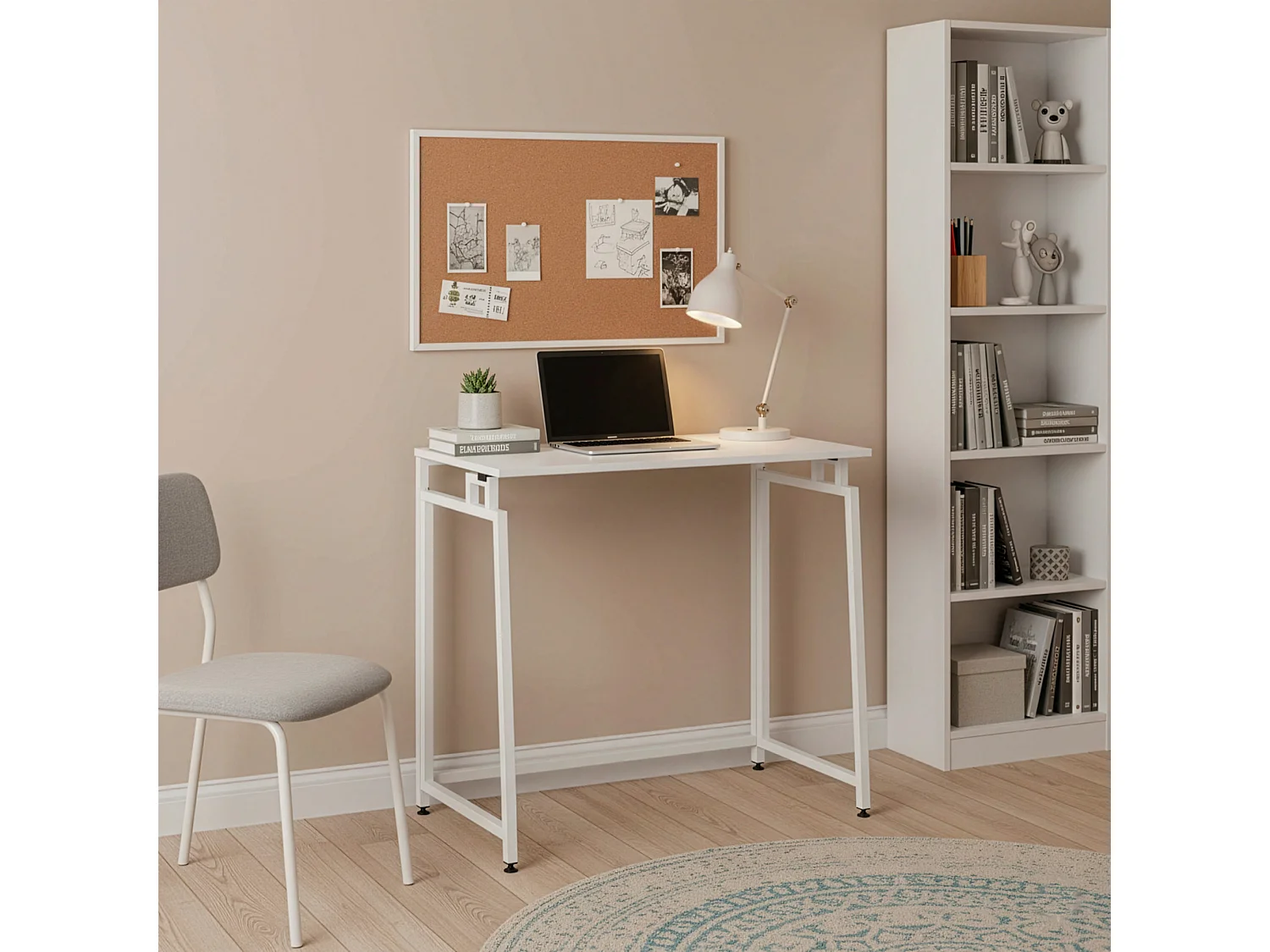 Bureau d'ordinateur pliable 80 cm – table de travail moderne blanche