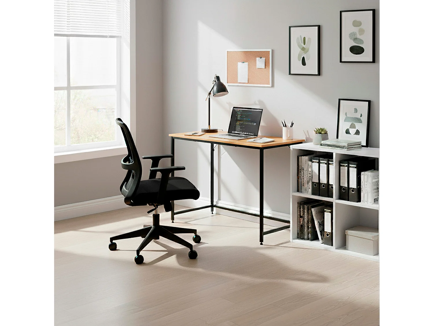 Bureau moderne pour jeunes 100 × 50 × 76 cm – Table industrielle style loft aspect bois