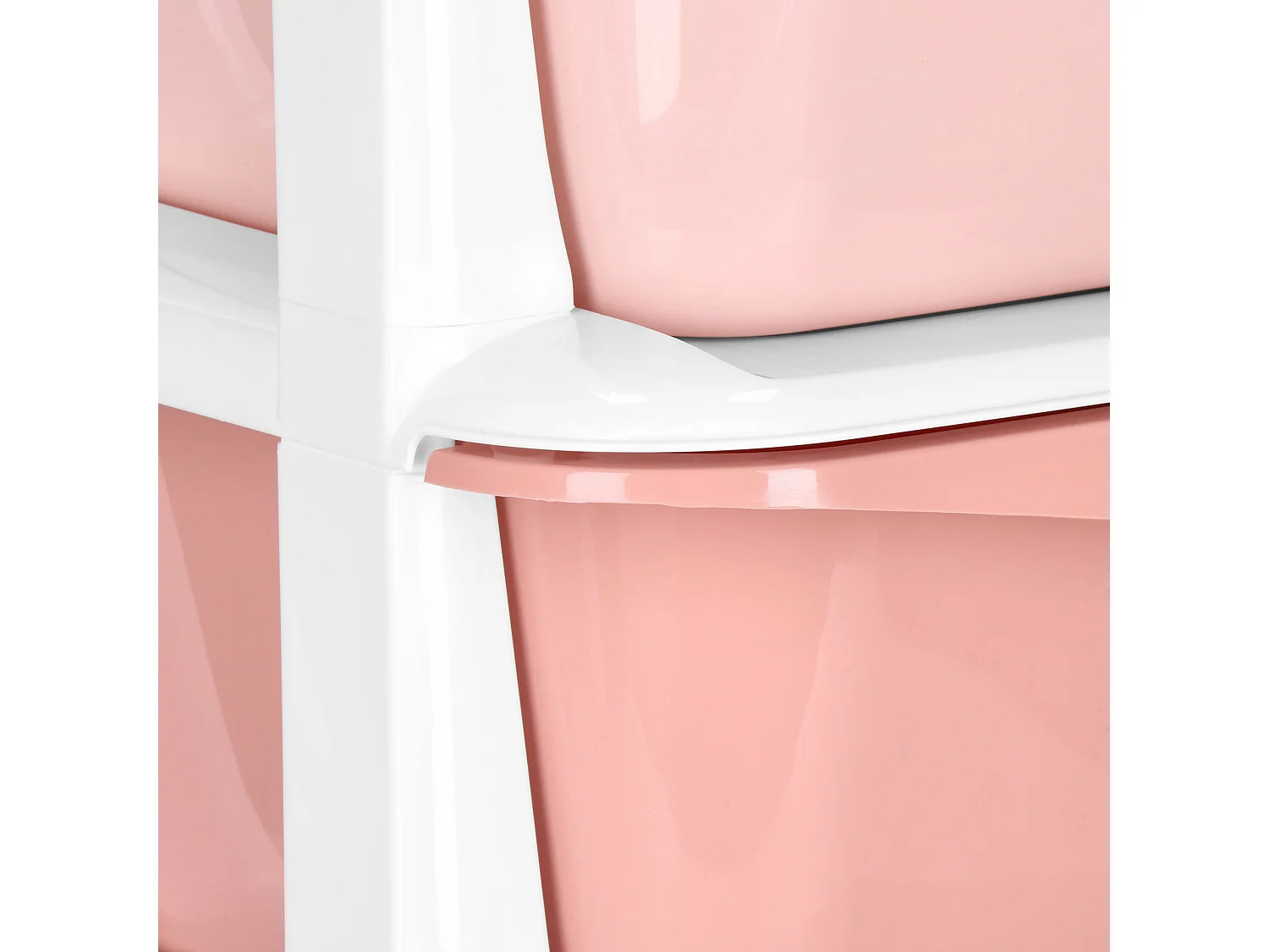 Étagère mobile à 5 tiroirs – meuble à roulettes pour jouets, rose et blanc