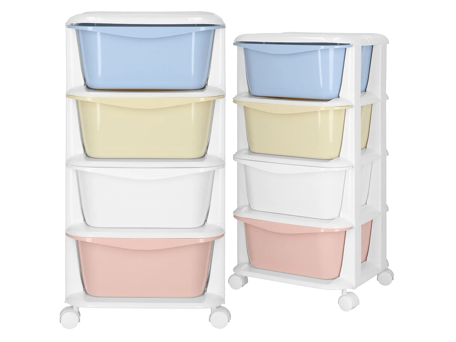 Étagère mobile à 4 tiroirs – conteneur à roulettes pour jouets, couleurs pastel
