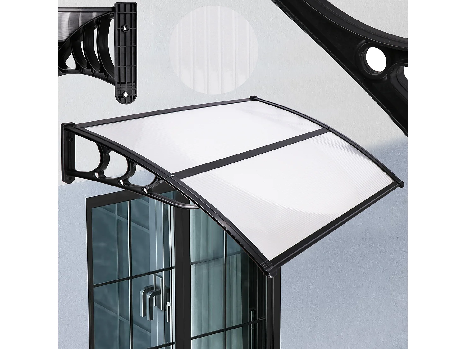 Auvent pour porte d'entrée auvent courbé 120 x 75 x 23 cm