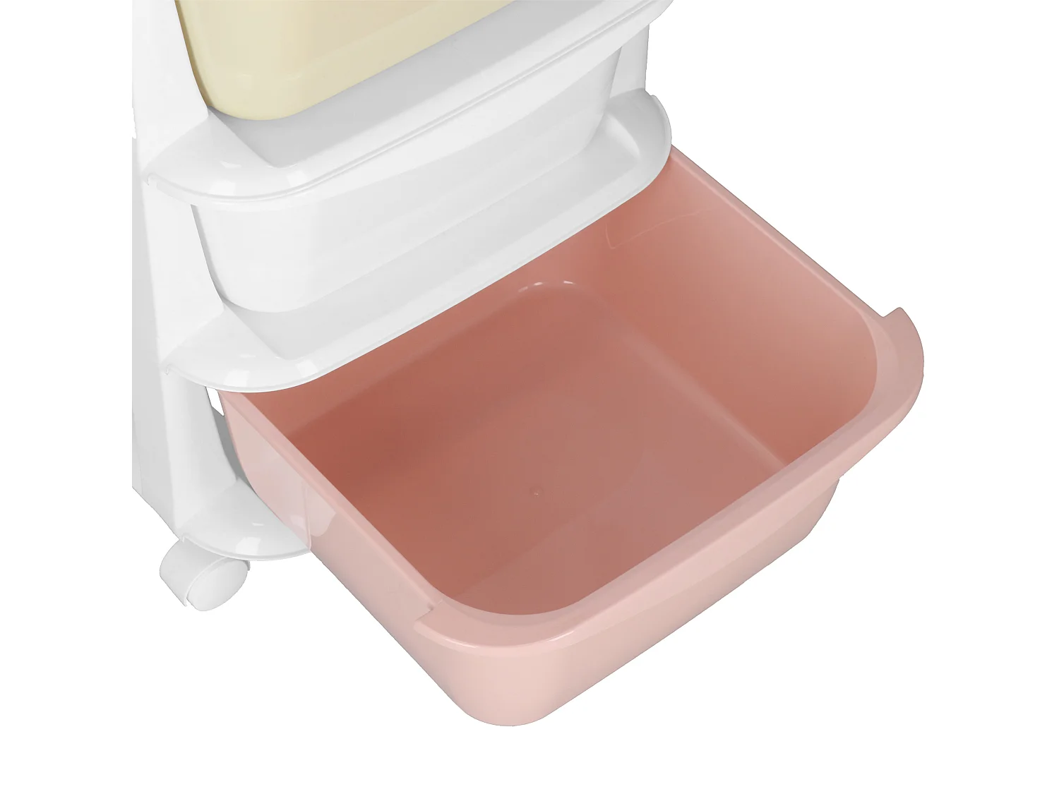 Étagère mobile à 5 tiroirs – meuble à roulettes pour jouets, couleurs pastel