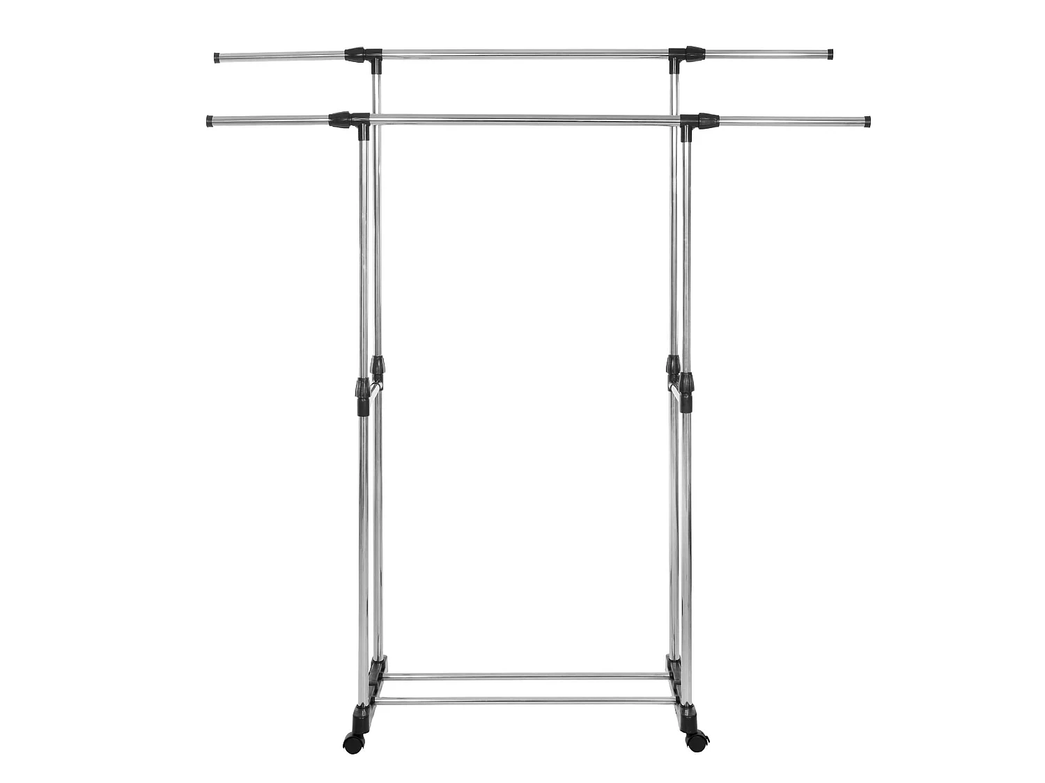 Appendiabiti con 2 barre e ripiano, con ruote, 90-155 cm